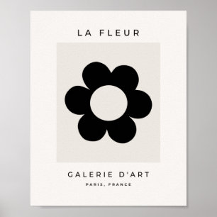 La Fleur 03 Retro-Blommigt, svart och vit blomma Poster