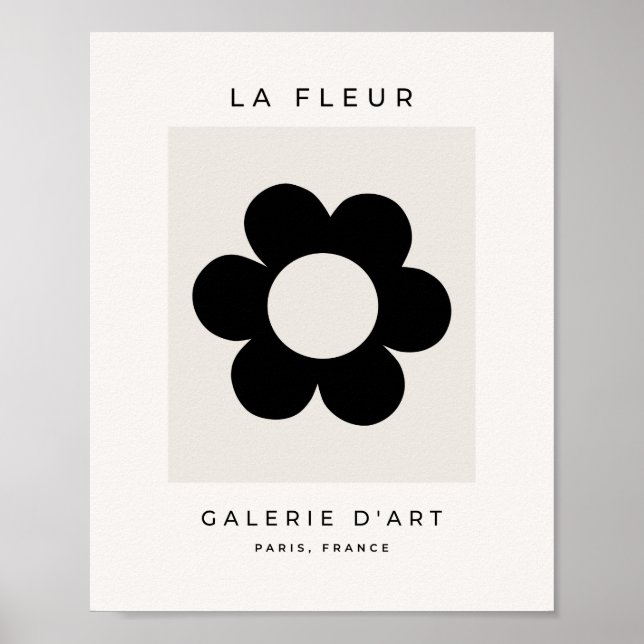 La Fleur 03 Retro-Blommigt, svart och vit blomma Poster (Framsidan)