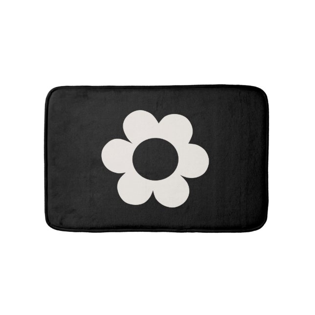 La Fleur 06 Retro-Blommigt, svart och vit blomma Badrumsmatta (Framsidan)