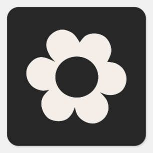 La Fleur 06 Retro-Blommigt, svart och vit blomma Fyrkantigt Klistermärke