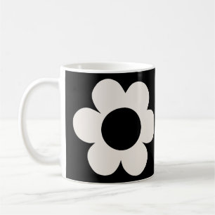 La Fleur 06 Retro-Blommigt, svart och vit blomma Kaffemugg