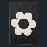 La Fleur 06 Retro-Blommigt, svart och vit blomma Kökshandduk<br><div class="desc">Abstrakt Retro Blommigt Print - La Fleur - Black and White.</div>