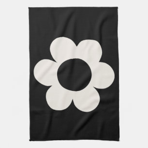 La Fleur 06 Retro-Blommigt, svart och vit blomma Kökshandduk