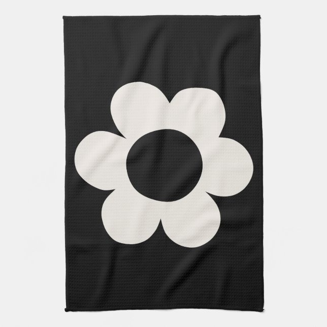 La Fleur 06 Retro-Blommigt, svart och vit blomma Kökshandduk (Vertikal)