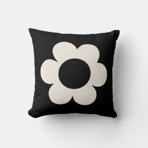 La Fleur 06 Retro-Blommigt, svart och vit blomma Kudde