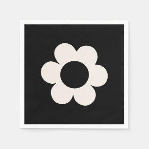 La Fleur 06 Retro-Blommigt, svart och vit blomma Pappersservett