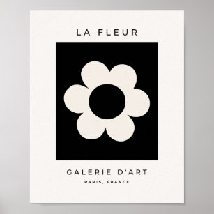 La Fleur 06 Retro-Blommigt, svart och vit blomma Poster