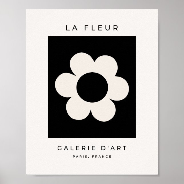 La Fleur 06 Retro-Blommigt, svart och vit blomma Poster (Framsidan)