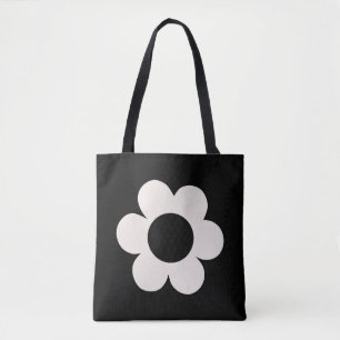 La Fleur 06 Retro-Blommigt, svart och vit blomma Tygkasse