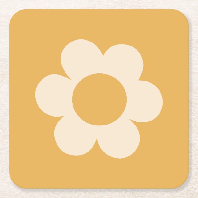 La Fleur 07 Retro Blommigt Gult Flower Underlägg Papper Kvadrat (Framsidan)