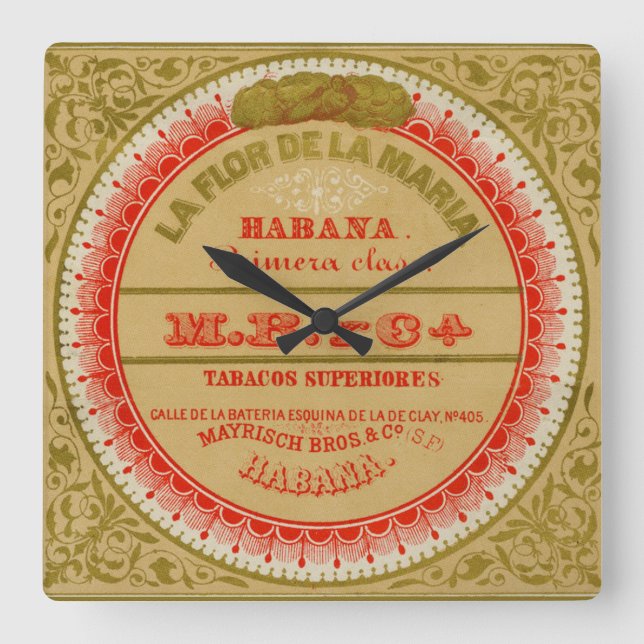 La Flor De La Maria Fyrkantig Klocka (Framsida)