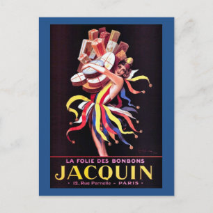 La Folie Des Bonbons Jacquin Vintage Advertisement Vykort