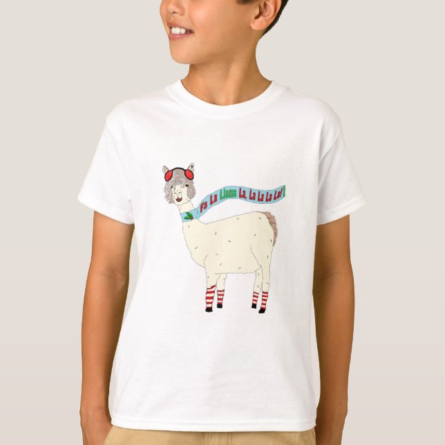 La för llama för la för LlamajulFa Tee Shirt (Framsida)