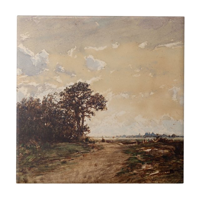 La Forêt De Fontainebleau Aux Environs De Barbizon Kakelplatta (Framsidan)