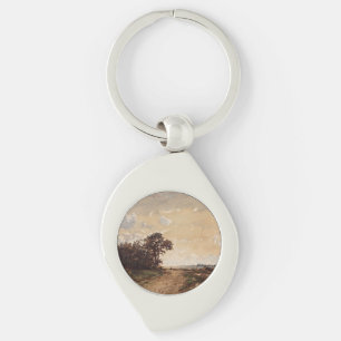 La Forêt De Fontainebleau Aux Environs De Barbizon Swirl Silverfärgad Nyckelring