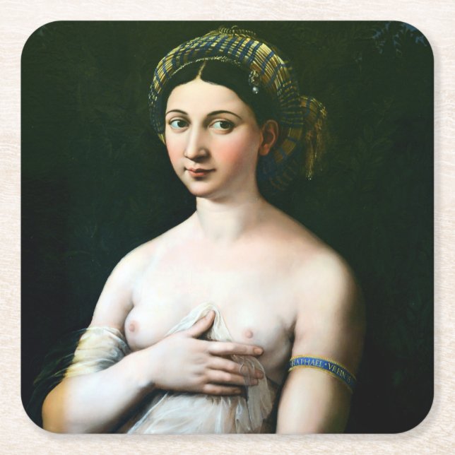 La Fornarina, Raphael Underlägg Papper Kvadrat (Framsidan)
