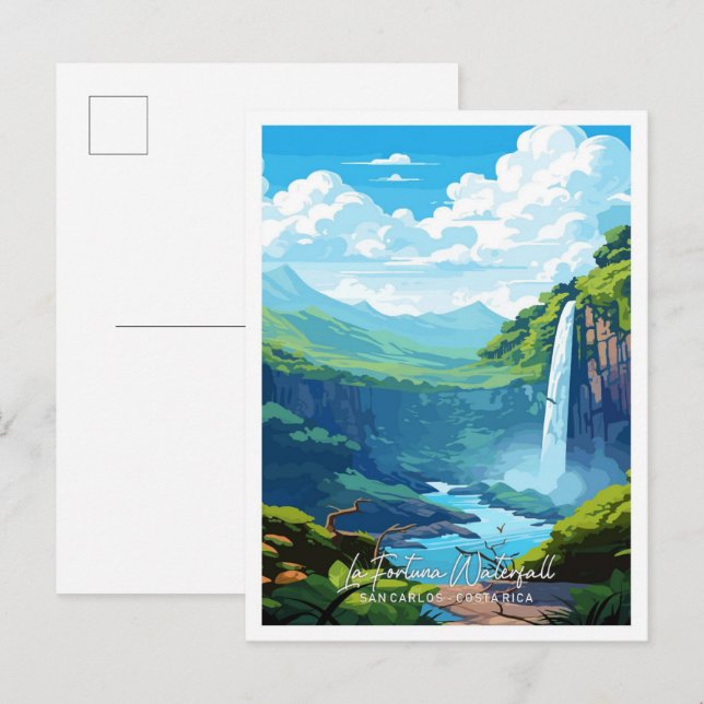 La Fortuna Waterfall San Carlos Costa Rica Travel Vykort (Fram/baksida)