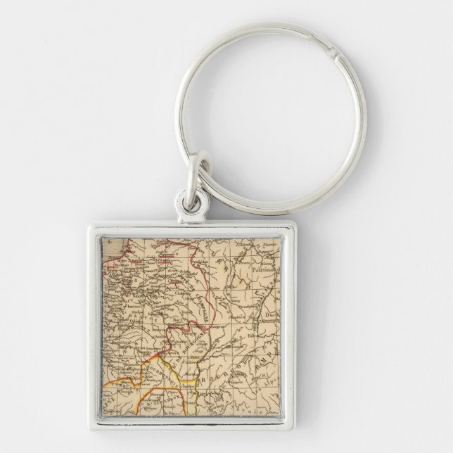 La Frankrike 1180 a 1223 Fyrkantig Silverfärgad Nyckelring (Framsidan)
