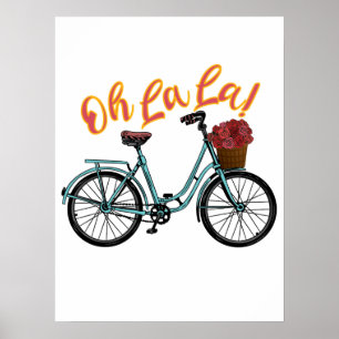 La Fransk Bicycle Funny Fransk Ord Poster