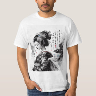 La geisha en encre noire t shirt