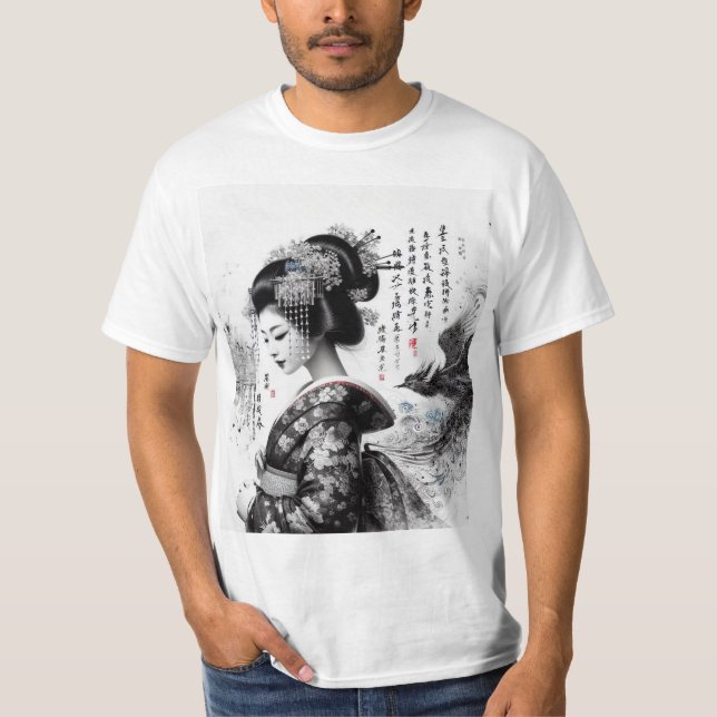 La geisha en encre noire t shirt (Framsida)