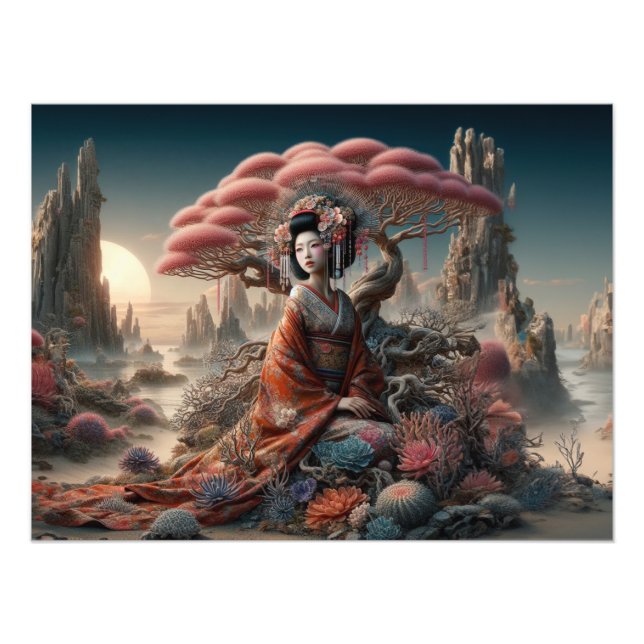 La geisha et l'arbre corail  fototryck (Framsidan)