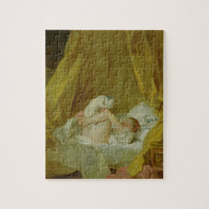 "La Gimblette", flicka med en hund, c.1770 (olja Pussel