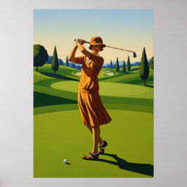 LA GOLFEUSE (Golfer) - Original Art Deco Artwo Poster