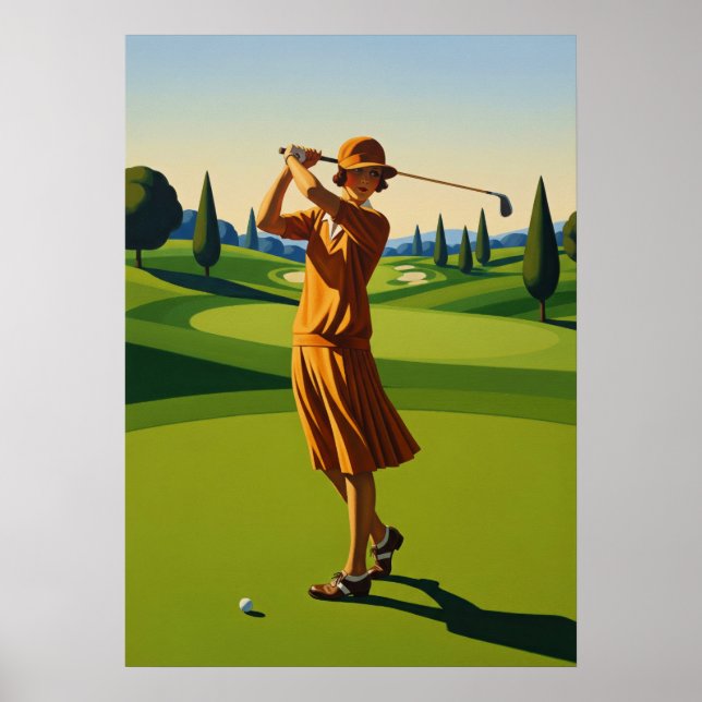 LA GOLFEUSE (Golfer) - Original Art Deco Artwo Poster (Framsidan)