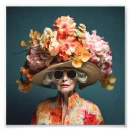 La Grande Dame Flower Hat Fototryck