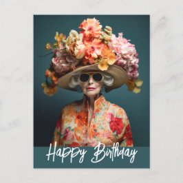 La Grande Dame Flower Hat Vykort