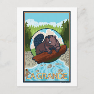 La Grande, OregonBeaver och Träd Vykort