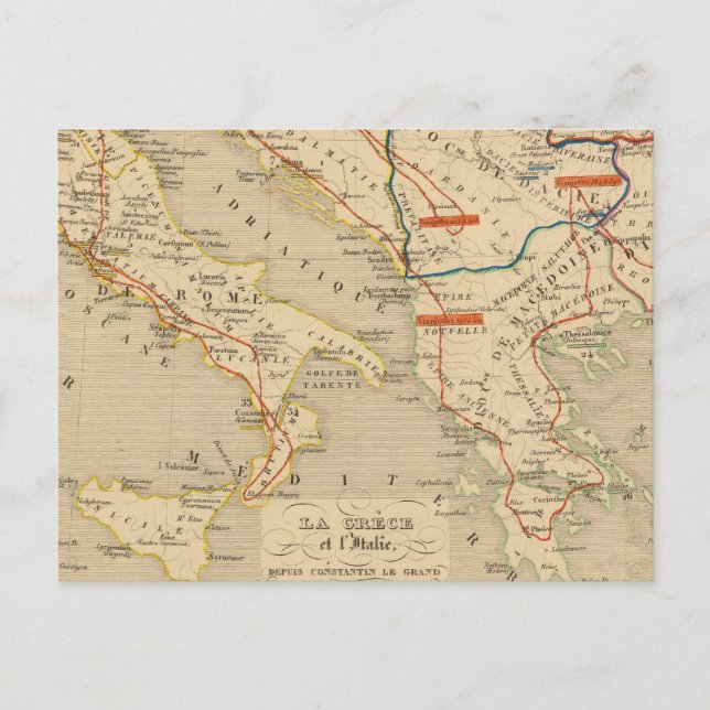 La Grece et l'Italie, 306 a 410, ap JC Vykort (Framsida)