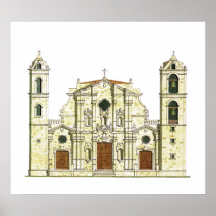 La Habana domkyrka. Kuba Poster