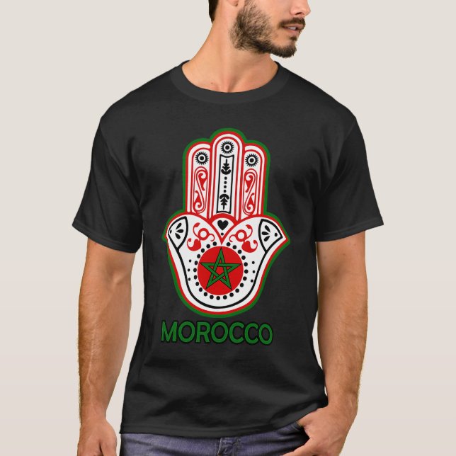 La Hand of Fatima u2013 J'aime le Marocko u2013 be T Shirt (Framsida)