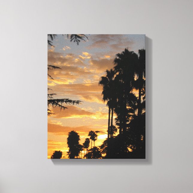 LA Handflatan Träd Sunset Wrapped Canvas (Framsida)