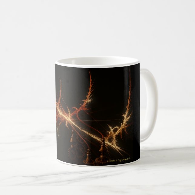 La Harpe Fulgurante – Artefact Steampunk Lumineux Kaffemugg (Framsida höger)
