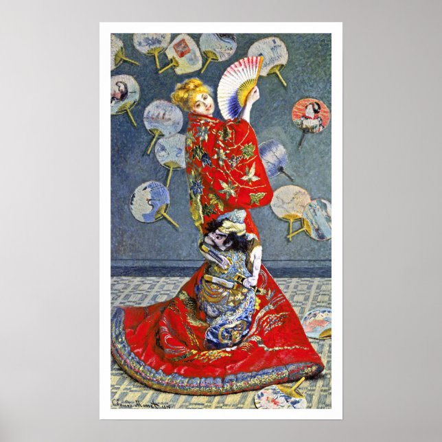 La Japonaise efter Fransk Impressionist Monet Poster (Framsidan)