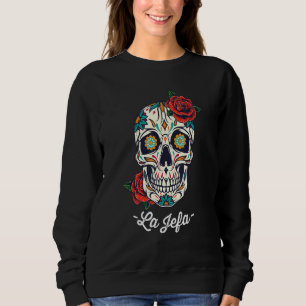 La Jefa Blommigt Sugar Skull Dia De Los Muertos Wo T Shirt