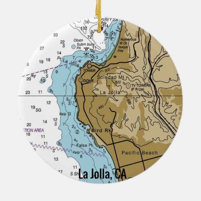 La Jolla CA-diagram Julgransprydnad Keramik (Baksidan)