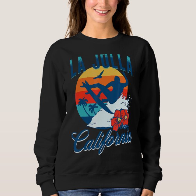 La Jolla California Beach Surfa Summer Vacation Vi T Shirt (Framsida)