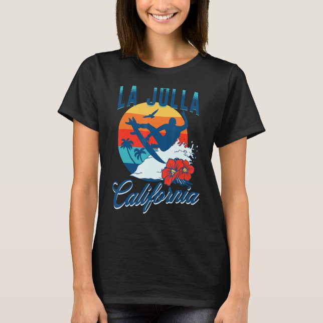La Jolla California Beach Surfa Summer Vacation Vi T Shirt (Framsida)