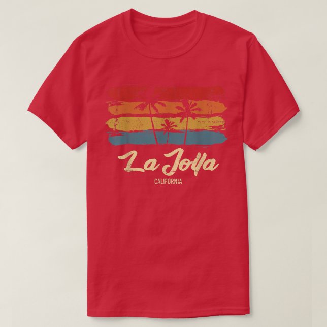 La Jolla California Handflatan Träd CA Retro  T Shirt (Design framsida)