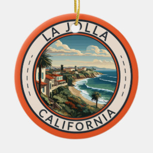 La Jolla California Kusten Travel Art Retro Julgransprydnad Keramik