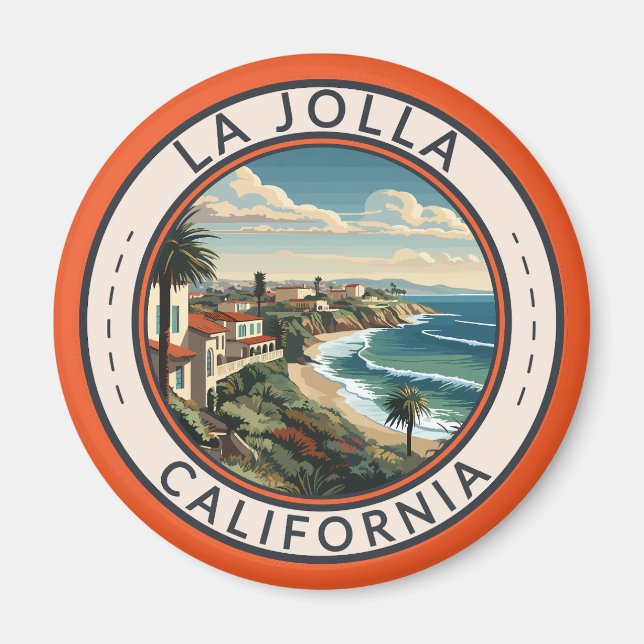 La Jolla California Kusten Travel Art Retro Magnet (Framsidan)