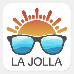La Jolla California Solglasögon Fyrkantigt Klistermärke