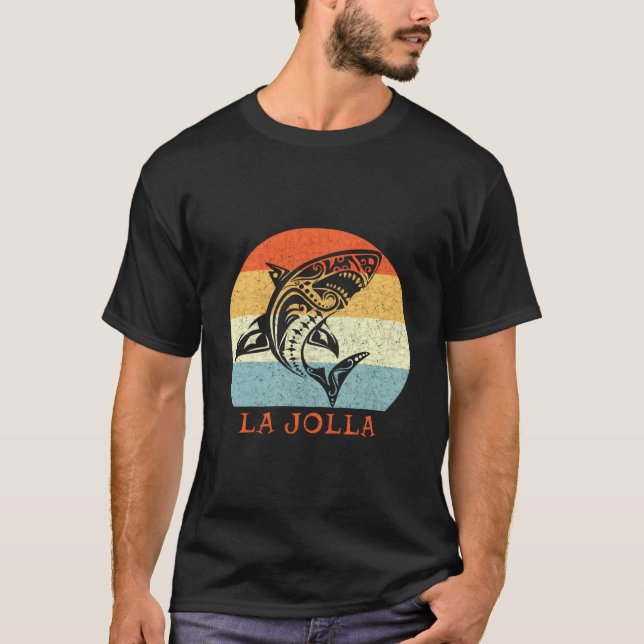 La Jolla California Vacation Tribal Shark T Shirt (Framsida)