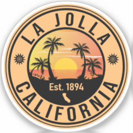 La Jolla California Vintage Handflatan Träd Souven Klistermärken
