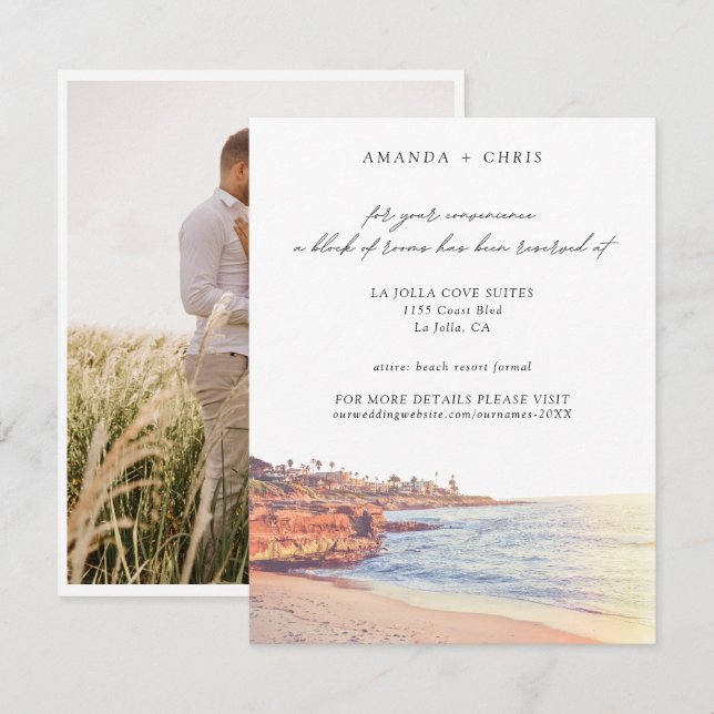 La Jolla Cove Beach Wedding Room Block Tilläggskort (Fram/baksida)