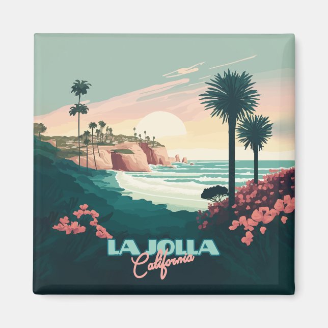 La Jolla Cove San Diego California Retro Magnet (Framsidan)